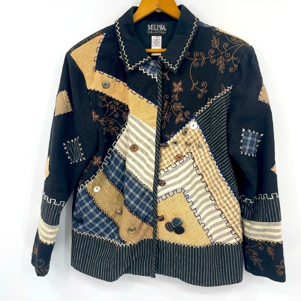 Melissa Collection Embroidered Patchwork Blazer Jacket – Multi, Size Small